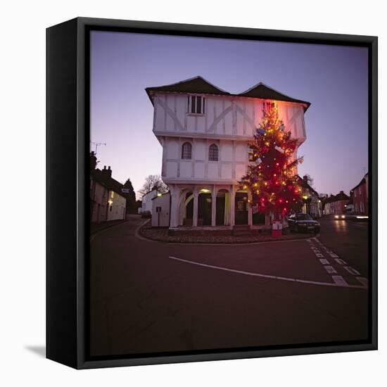 Thaxted Guildhall at Christmas time-null-Framed Stretched Canvas