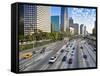 The 110 Harbour Freeway and Downtown Los Angeles Skyline, California, United States of America, Nor-Gavin Hellier-Framed Stretched Canvas