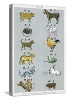 The 12 Creatures of the Chinese Zodiac Positioned in Opposing Pairs-null-Stretched Canvas