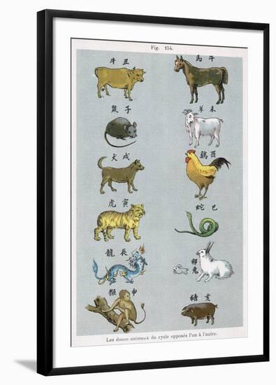 The 12 Creatures of the Chinese Zodiac Positioned in Opposing Pairs-null-Framed Photographic Print