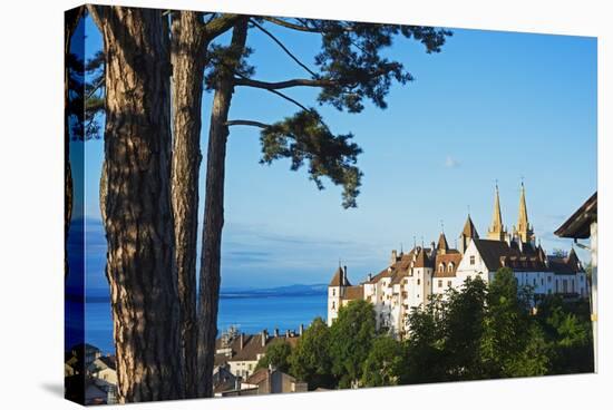 The 15th Century Chateau and Cathedral, Neuchatel, Switzerland, Europe-Christian Kober-Stretched Canvas