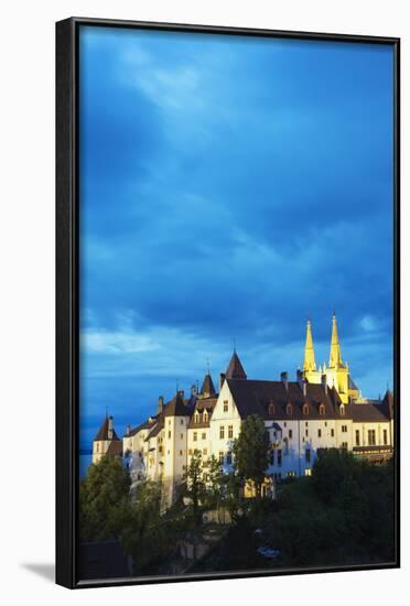 The 15th Century Chateau and Cathedral, Neuchatel, Switzerland, Europe-Christian Kober-Framed Photographic Print