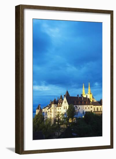 The 15th Century Chateau and Cathedral, Neuchatel, Switzerland, Europe-Christian Kober-Framed Photographic Print