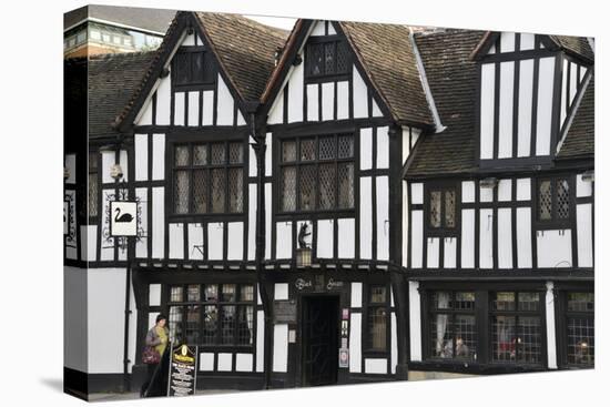 The 15th Century Half-Timbered Black Swan Public House-Peter Richardson-Stretched Canvas