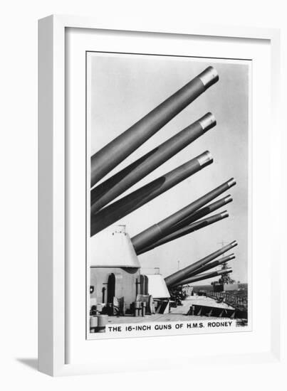 The 16 Inch Guns of the Battleship HMS Rodney, 1937-null-Framed Giclee Print