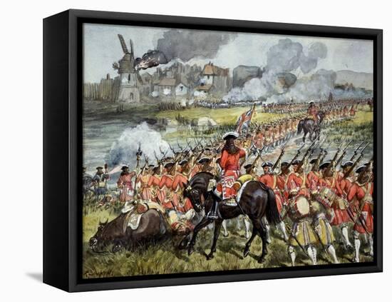 The 16th Regiment of Foot at Blenheim, 13th August 1704, c.1900-Richard Simkin-Framed Stretched Canvas