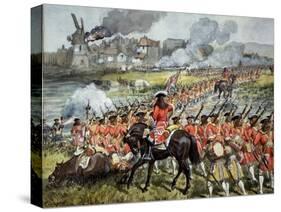 The 16th Regiment of Foot at Blenheim, 13th August 1704, c.1900-Richard Simkin-Stretched Canvas