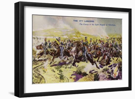 The 17th Lancers at the Charge of the Light Brigade, Battle of Balaclava, Crimean War, 1854-null-Framed Giclee Print