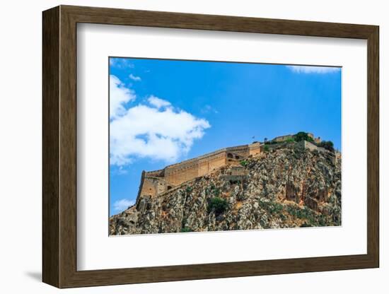 The 18th century Palamidi Fortress citadel with a bastion on the hill, Nafplion, Peloponnese-bestravelvideo-Framed Photographic Print