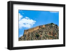 The 18th century Palamidi Fortress citadel with a bastion on the hill, Nafplion, Peloponnese-bestravelvideo-Framed Photographic Print