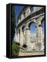 The 1st Century Roman Amphitheatre, Columns and Arched Walls, Pula, Istria, Croatia, Europe-Christian Kober-Framed Stretched Canvas