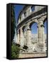 The 1st Century Roman Amphitheatre, Columns and Arched Walls, Pula, Istria, Croatia, Europe-Christian Kober-Framed Stretched Canvas