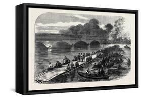 The 1st Middlesex Volunteer Engineers Throwing a Barrel-Pier Bridge over the Serpentine 1867-null-Framed Stretched Canvas