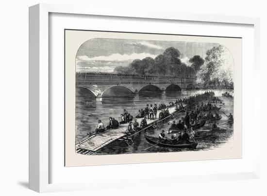 The 1st Middlesex Volunteer Engineers Throwing a Barrel-Pier Bridge over the Serpentine 1867-null-Framed Giclee Print