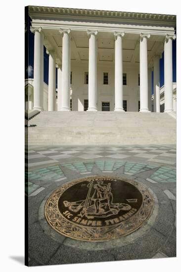The 2007 restored Virginia State Capitol and the State Seal of Virginia, designed by Thomas Jeff...-null-Stretched Canvas