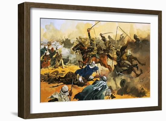 The 21st Lancers Lead the Battle Against the Arab Stronghold at Omdurman in 1897-Ferdinando Tacconi-Framed Giclee Print