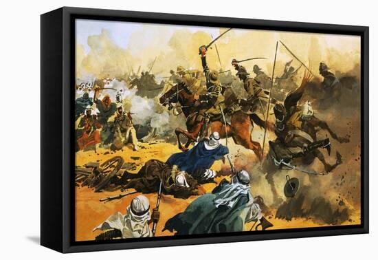 The 21st Lancers Lead the Battle Against the Arab Stronghold at Omdurman in 1897-Ferdinando Tacconi-Framed Stretched Canvas