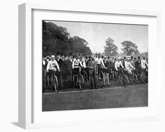 The 24 Hour Bicycle Race at Herne Hill, 1892-null-Framed Photographic Print
