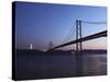 The 25 April Suspension Bridge at Dusk over the River Tagus (Rio Tejo), Christus Rei Is Illuminated-Stuart Forster-Stretched Canvas