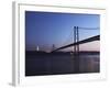 The 25 April Suspension Bridge at Dusk over the River Tagus (Rio Tejo), Christus Rei Is Illuminated-Stuart Forster-Framed Photographic Print