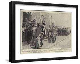 The 2nd Berkshire Regiment Leaving its Colours with the Mayor of King William's Town before Leaving-Frederic De Haenen-Framed Giclee Print