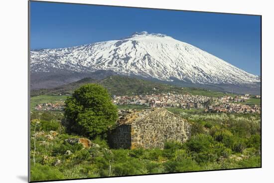 The 3350M Snow-Capped Volcano Mount Etna, Looms over the Maletto Town on its Western Flank, Maletto-Rob Francis-Mounted Photographic Print