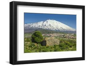 The 3350M Snow-Capped Volcano Mount Etna, Looms over the Maletto Town on its Western Flank, Maletto-Rob Francis-Framed Photographic Print