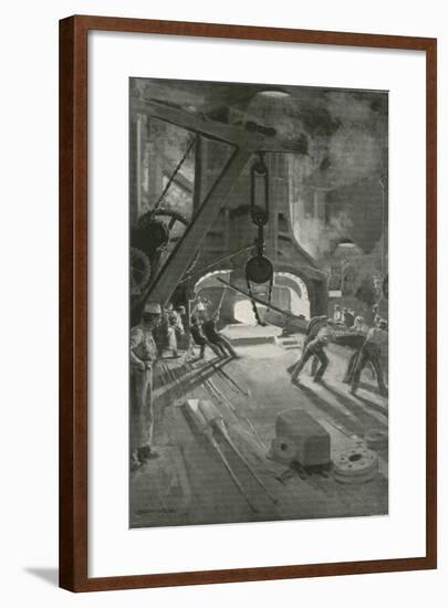 The 40-Ton Steam-Hammer at Work in Woolwich Arsenal-Enoch Ward-Framed Giclee Print