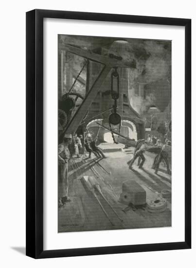 The 40-Ton Steam-Hammer at Work in Woolwich Arsenal-Enoch Ward-Framed Giclee Print