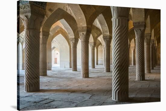 The 48 carved column prayer hall, Masjed-e Vakil (Regent's Mosque), Shiraz, Iran, Middle East-James Strachan-Stretched Canvas