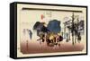 The 53 Stations of the Tokaido, Station 11: Mishima-shuku, Shizuoka Prefecture-Ando Hiroshige-Framed Stretched Canvas