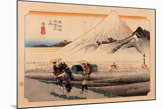 The 53 Stations of the Tokaido, Station 13: Hara-juku, Shizuoka Prefecture-Ando Hiroshige-Mounted Giclee Print