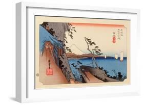 The 53 Stations of the Tokaido, Station 16: Yui-shuku, Shizuoka Prefecture-Ando Hiroshige-Framed Giclee Print