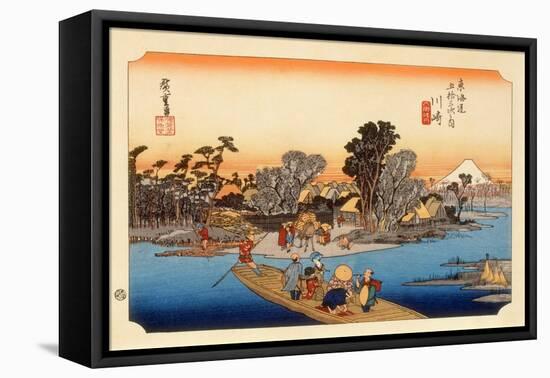 The 53 Stations of the Tokaido, Station 2: Kawasaki-juku, Kanagawa Prefecture-Ando Hiroshige-Framed Stretched Canvas