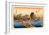 The 53 Stations of the Tokaido, Station 2: Kawasaki-juku, Kanagawa Prefecture-Ando Hiroshige-Framed Giclee Print