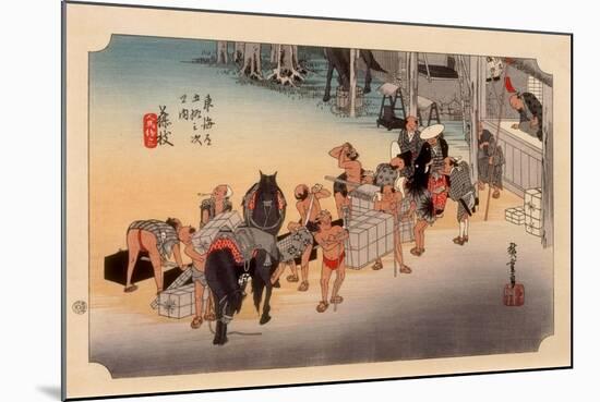 The 53 Stations of the Tokaido, Station 22: Fujieda-juku, Shizuoka Prefecture-Ando Hiroshige-Mounted Giclee Print