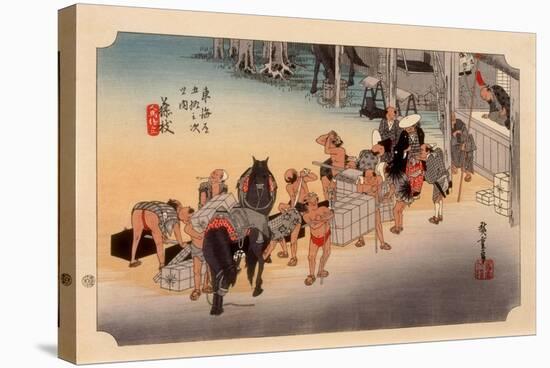 The 53 Stations of the Tokaido, Station 22: Fujieda-juku, Shizuoka Prefecture-Ando Hiroshige-Stretched Canvas