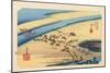 The 53 Stations of the Tokaido, Station 23: Shimada-juku, Shizuoka Prefecture-Ando Hiroshige-Mounted Giclee Print