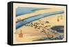 The 53 Stations of the Tokaido, Station 23: Shimada-juku, Shizuoka Prefecture-Ando Hiroshige-Framed Stretched Canvas