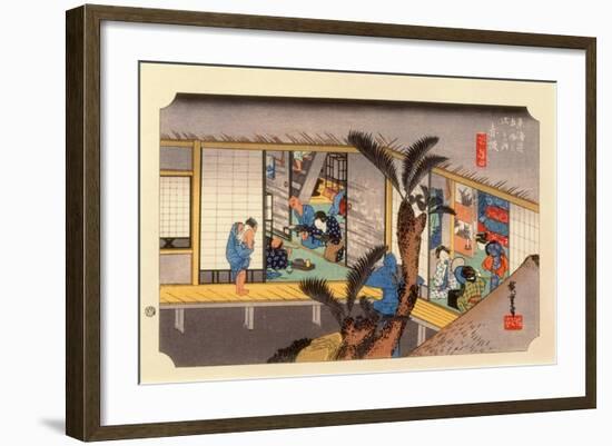 The 53 Stations of the Tokaido, Station 36: Akasaka-juku, Aichi Prefecture-Ando Hiroshige-Framed Giclee Print