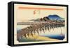 The 53 Stations of the Tokaido, Station 38: Okazaki-shuku, Aichi Prefecture-Ando Hiroshige-Framed Stretched Canvas