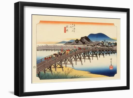 The 53 Stations of the Tokaido, Station 38: Okazaki-shuku, Aichi Prefecture-Ando Hiroshige-Framed Giclee Print