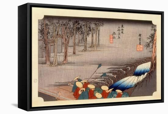 The 53 Stations of the Tokaido, Station 49: Tsuchiyama-juku, Shiga Prefecture-Ando Hiroshige-Framed Stretched Canvas