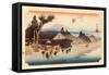 The 53 Stations of the Tokaido, Station 51: Ishibe-juku, Shiga Prefecture-Ando Hiroshige-Framed Stretched Canvas