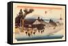 The 53 Stations of the Tokaido, Station 51: Ishibe-juku, Shiga Prefecture-Ando Hiroshige-Framed Stretched Canvas