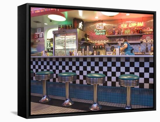 The 66 Diner Along Historic Route 66, Albuquerque, New Mexico-Michael DeFreitas-Framed Stretched Canvas