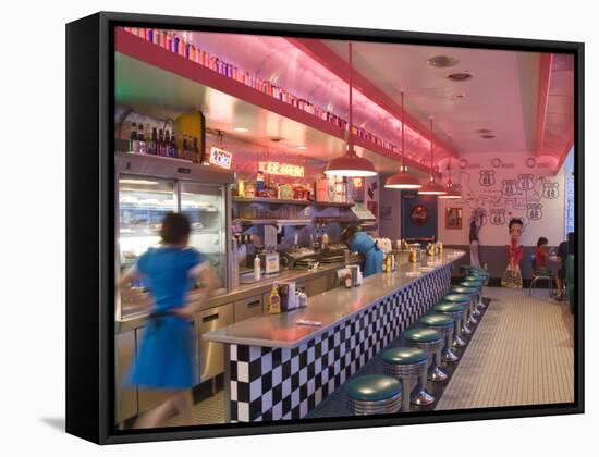 The 66 Diner Along Historic Route 66, Albuquerque, New Mexico-Michael DeFreitas-Framed Stretched Canvas