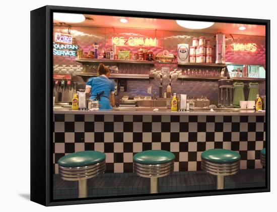 The 66 Diner Along Historic Route 66, Albuquerque, New Mexico-Michael DeFreitas-Framed Stretched Canvas