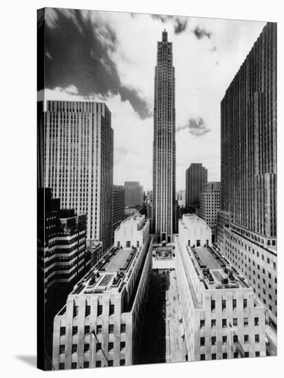 The 70-Story RCA Building Towers Over the City Complex of Rockefeller Center-null-Stretched Canvas