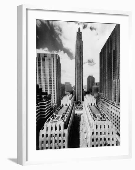 The 70-Story RCA Building Towers Over the City Complex of Rockefeller Center-null-Framed Premium Photographic Print